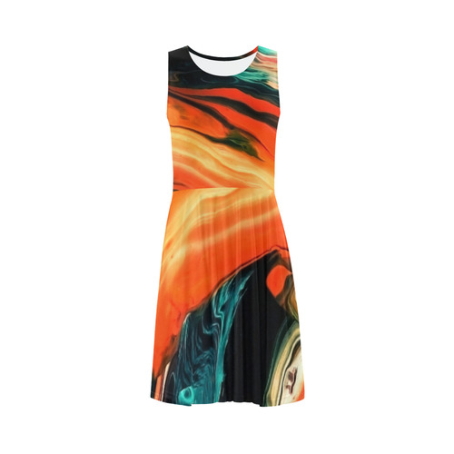 DRESS ABSTRACT COLORFUL PAINTING II-B3 no5 Sleeveless Ice Skater Dress (D19)