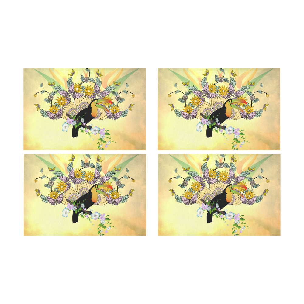 Toucan with flowers Placemat 12’’ x 18’’ (Set of 4)