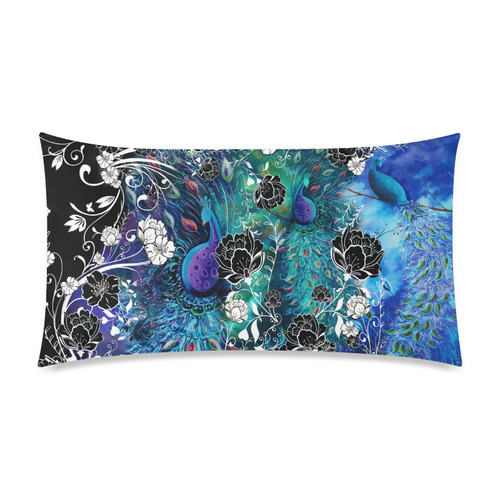 Peacock Garden Flowers Art Print Pillow by Juleez Rectangle Pillow Case 20"x36"(Twin Sides)