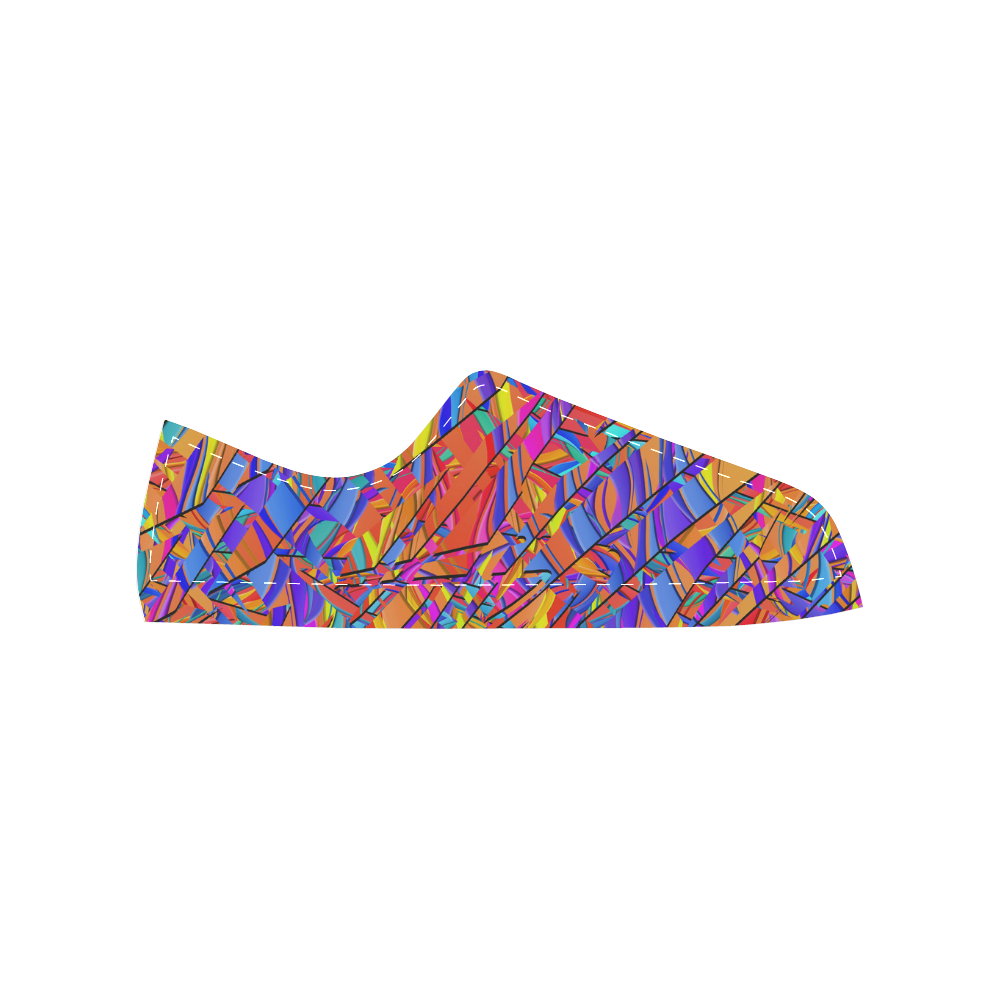 Colorful Fractal Graphic Print Sneakers Women's Classic Canvas Shoes (Model 018)