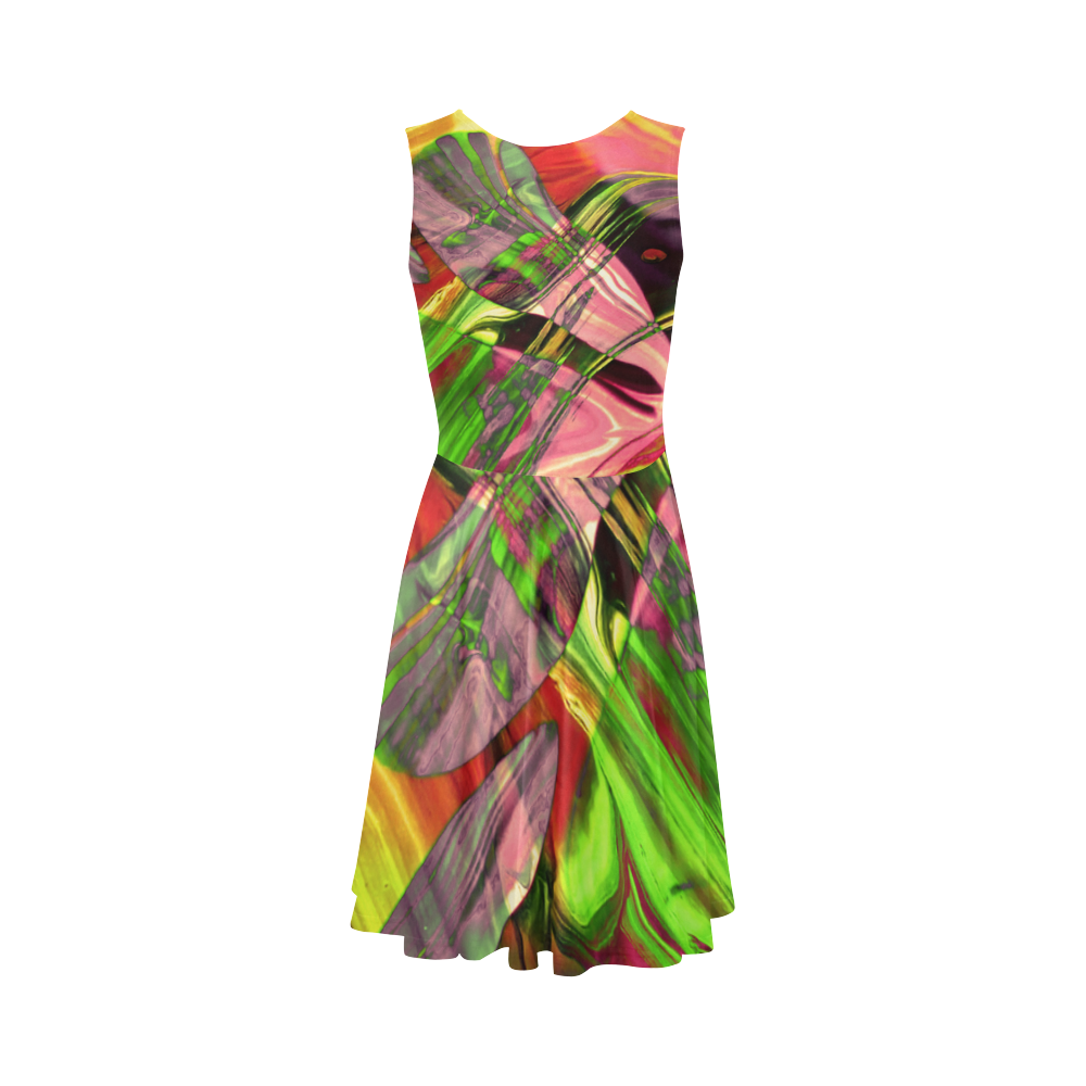 DRESS ABSTRACT COLORFUL PAINTING I-B_no5 Sleeveless Ice Skater Dress (D19)
