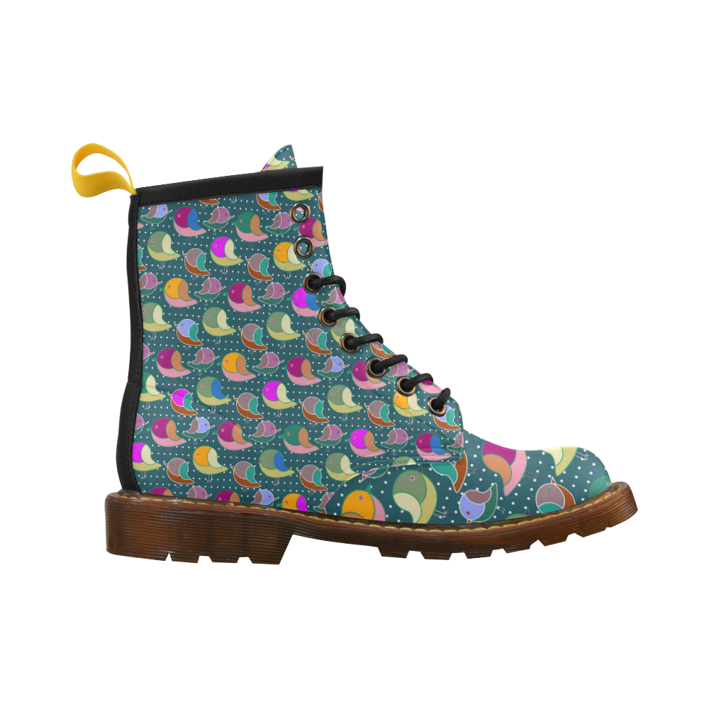 Simply Geometric Cute Birds Pattern Colored High Grade PU Leather Martin Boots For Women Model 402H