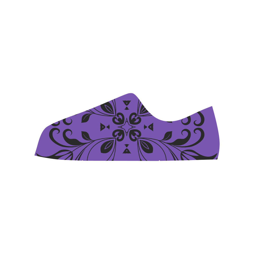 Flourish Swirls on Purple Low Top Canvas Shoes for Kid (Model 018)