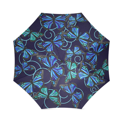 Butterfly Blues on Navy Foldable Umbrella (Model U01)