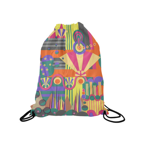 Art Deco Shapes and Colours Medium Drawstring Bag Model 1604 (Twin Sides) 13.8"(W) * 18.1"(H)