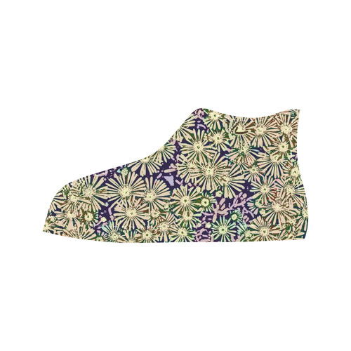 floral comic style B by JamColors Aquila High Top Microfiber Leather Women's Shoes (Model 032)