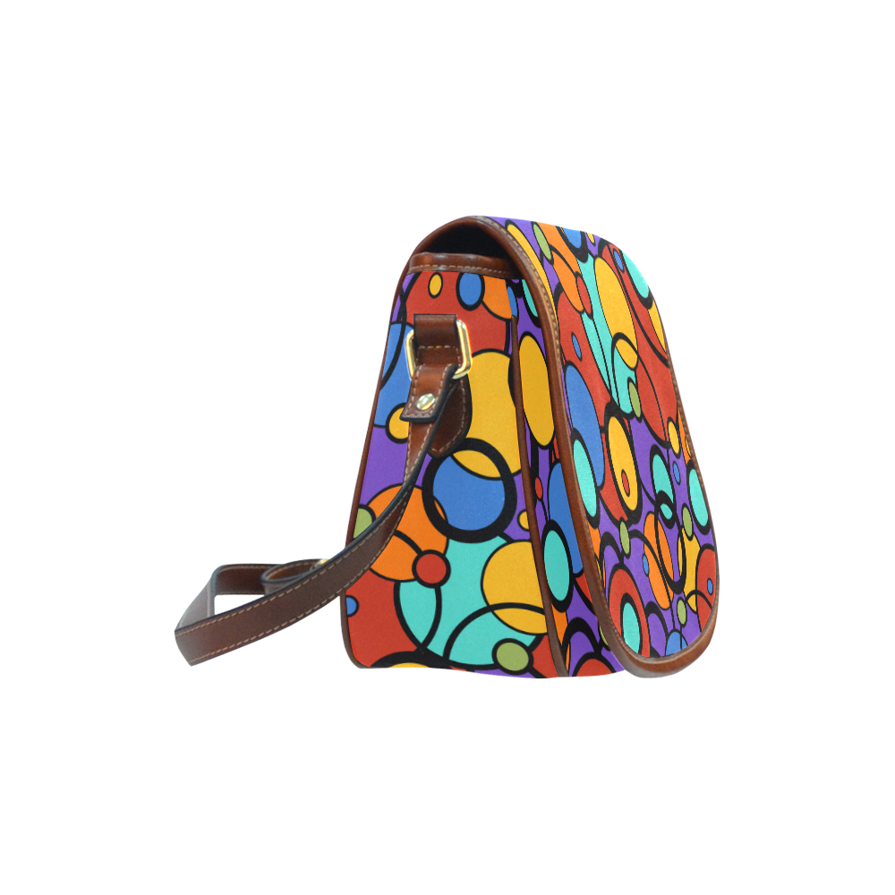 Pop Art Colorful Dot Print Handbag by Juleez Saddle Bag/Large (Model 1649)