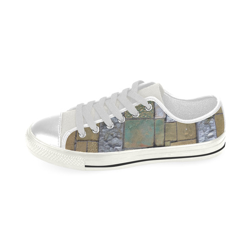 Gold Metal Tiles Low Top Canvas Shoes for Kid (Model 018)