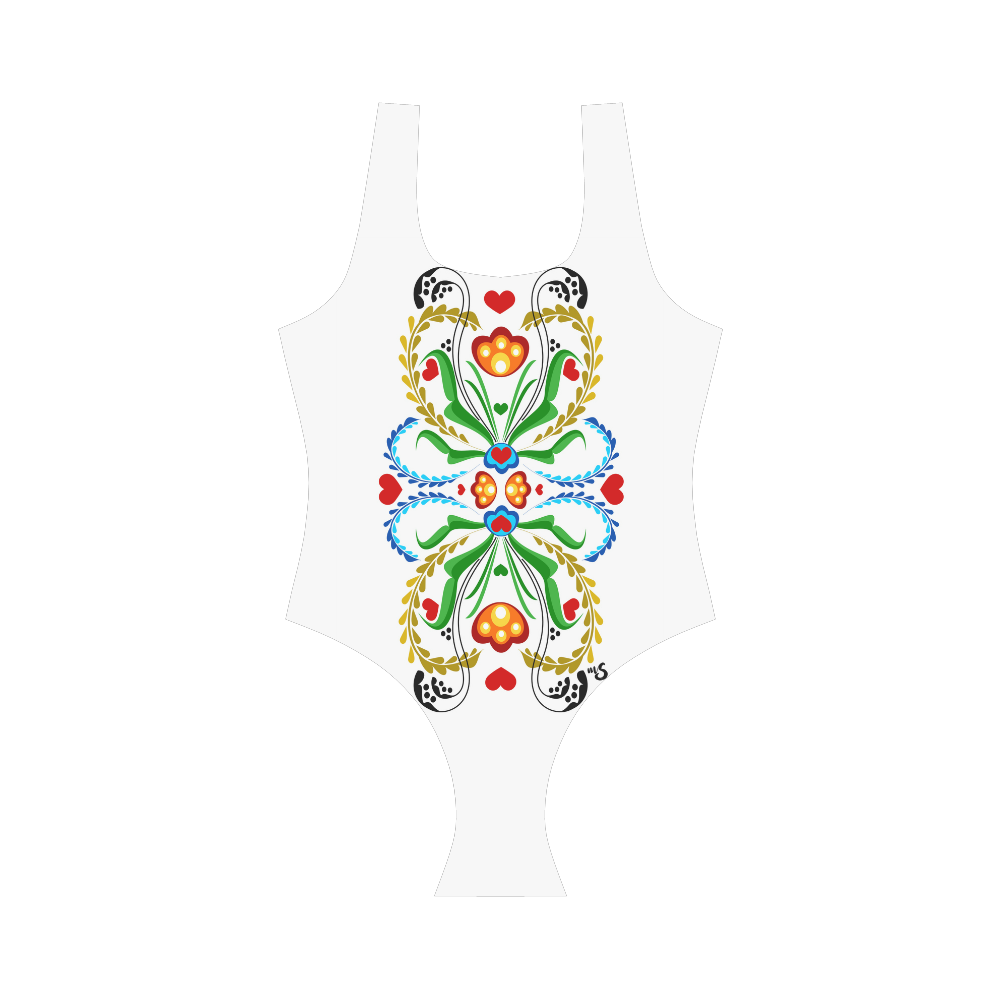 Scandinavian Mosaic Vest One Piece Swimsuit (Model S04)