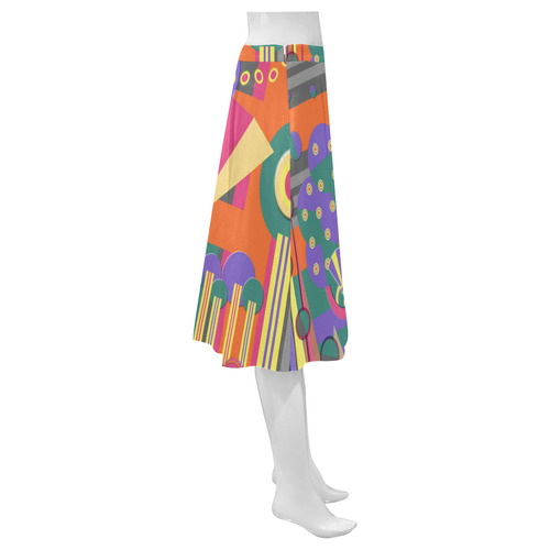 Art Deco Shapes and Colours Mnemosyne Women's Crepe Skirt (Model D16)