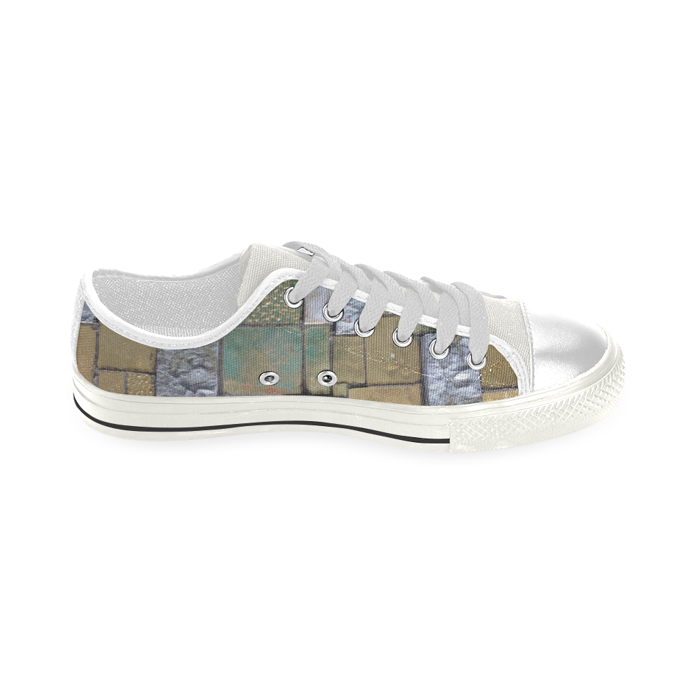 Gold Metal Tiles Low Top Canvas Shoes for Kid (Model 018)