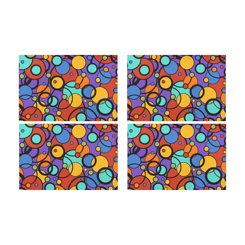 Pop Art Colorful Dot Print Placemat Set 4 by Juleez Placemat 12’’ x 18’’ (Set of 4)