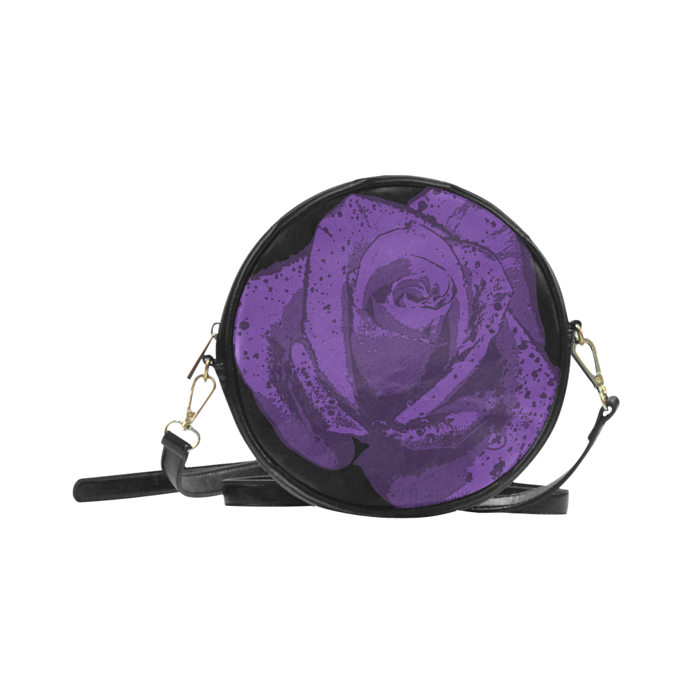 Purple Rose Gothic Art Round Sling Bag (Model 1647)