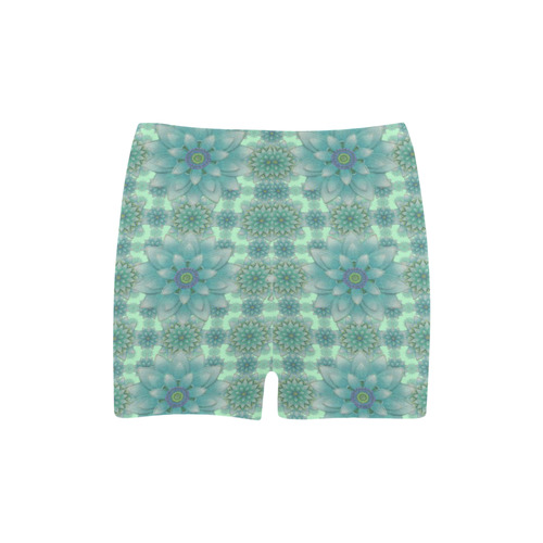 Turquoise Happiness, Lotus pattern Briseis Skinny Shorts (Model L04)
