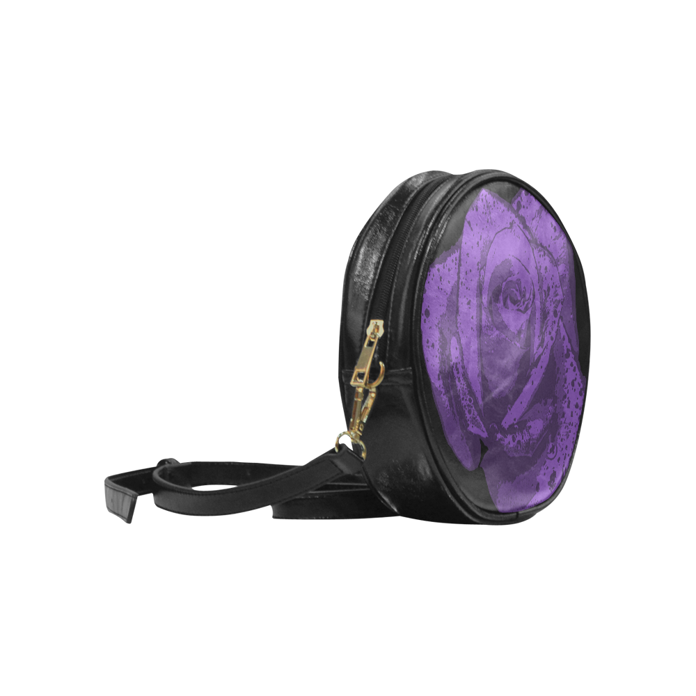 Purple Rose Gothic Art Round Sling Bag (Model 1647)