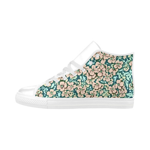 floral comic style 2 A by JamColors Aquila High Top Microfiber Leather Women's Shoes (Model 032)