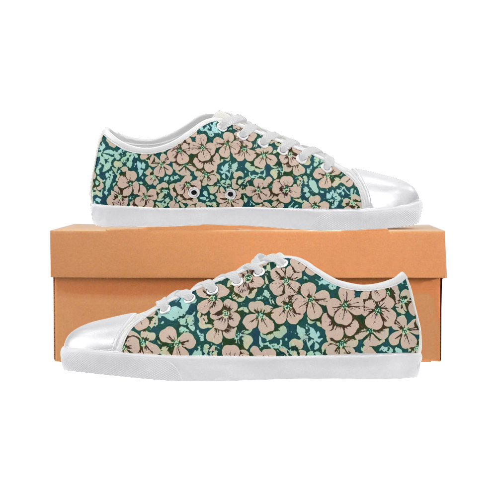floral comic style 2 A by JamColors Canvas Shoes for Women/Large Size (Model 016)