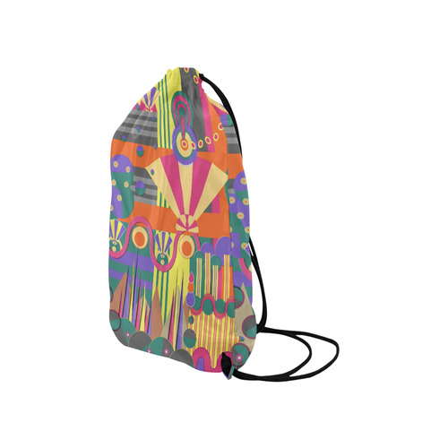 Art Deco Shapes and Colours Small Drawstring Bag Model 1604 (Twin Sides) 11"(W) * 17.7"(H)