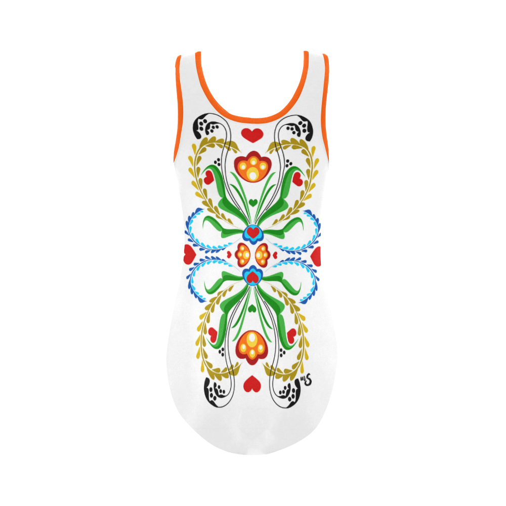 Scandinavian Mosaic Vest One Piece Swimsuit (Model S04)