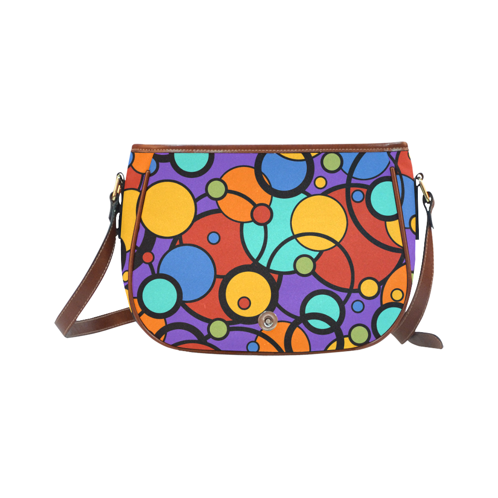 Pop Art Colorful Dot Print Handbag by Juleez Saddle Bag/Large (Model 1649)