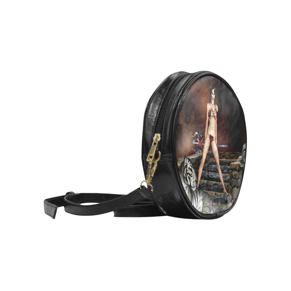 Welcome To My World Fantasy Goth Round Sling Bag (Model 1647)