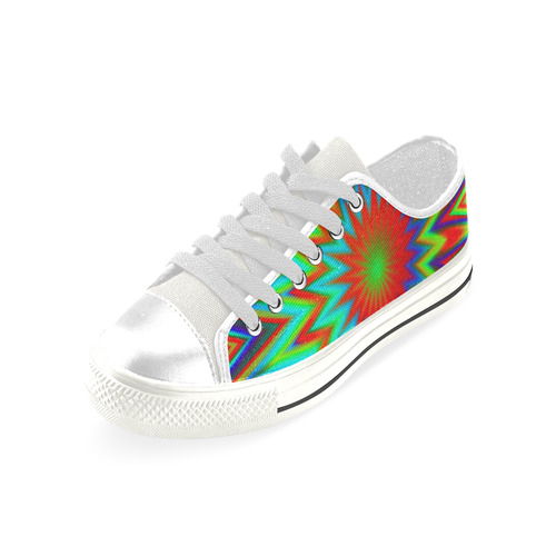 Red Yellow Blue Green Retro Colorful Explosion Low Top Canvas Shoes for Kid (Model 018)