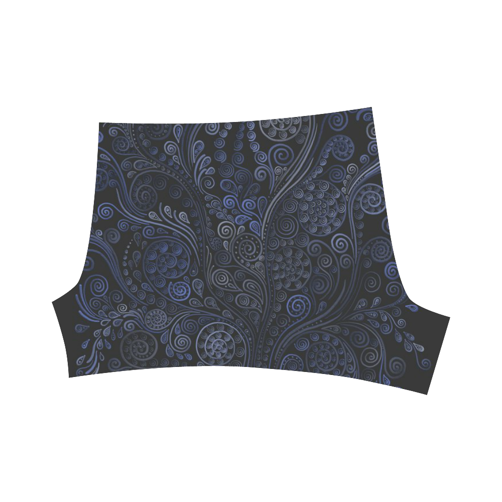 3D Ornamental Blue on Gray Briseis Skinny Shorts (Model L04)