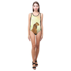 Awesome lioness in a fantasy world Vest One Piece Swimsuit (Model S04)