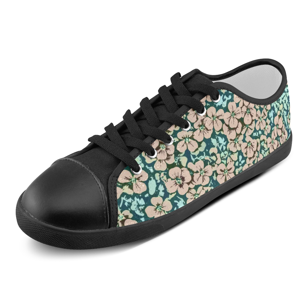 floral comic style 2 A by JamColors Canvas Shoes for Women/Large Size (Model 016)