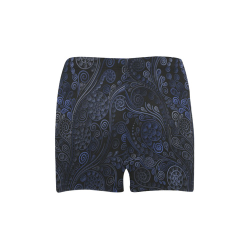 3D Ornamental Blue on Gray Briseis Skinny Shorts (Model L04)