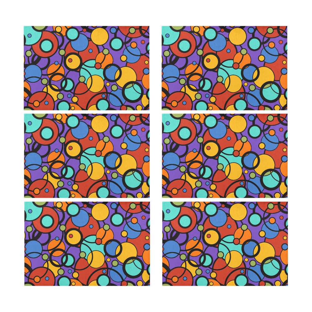 Pop Art Colorful Dot Print Pleacemat Set 6 by Juleez Placemat 12’’ x 18’’ (Set of 6)