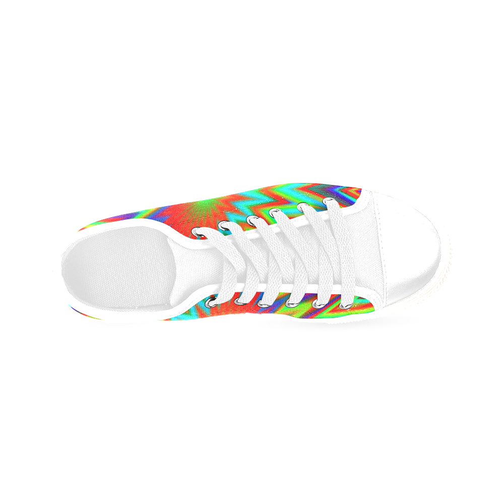 Red Yellow Blue Green Retro Psychedelic Color Explosion Men's Classic Canvas Shoes/Large Size (Model 018)