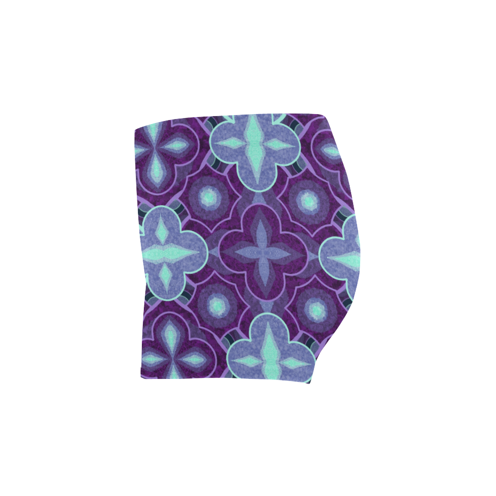 Purple blue pattern Briseis Skinny Shorts (Model L04)