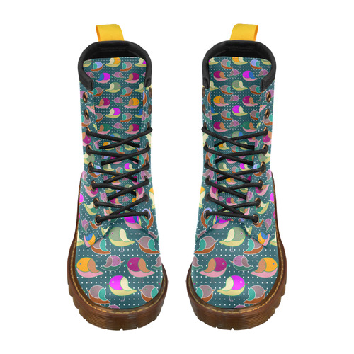 Simply Geometric Cute Birds Pattern Colored High Grade PU Leather Martin Boots For Women Model 402H