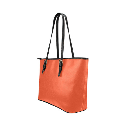 Trendy Basics - Trend Color FLAME Leather Tote Bag/Small (Model 1651)