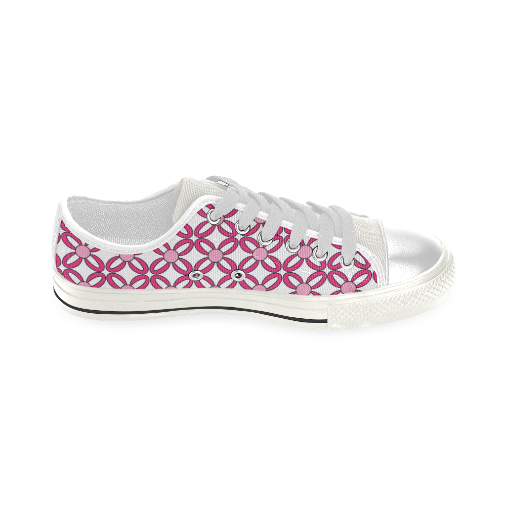 Pink Flowers Low Top Canvas Shoes for Kid (Model 018)