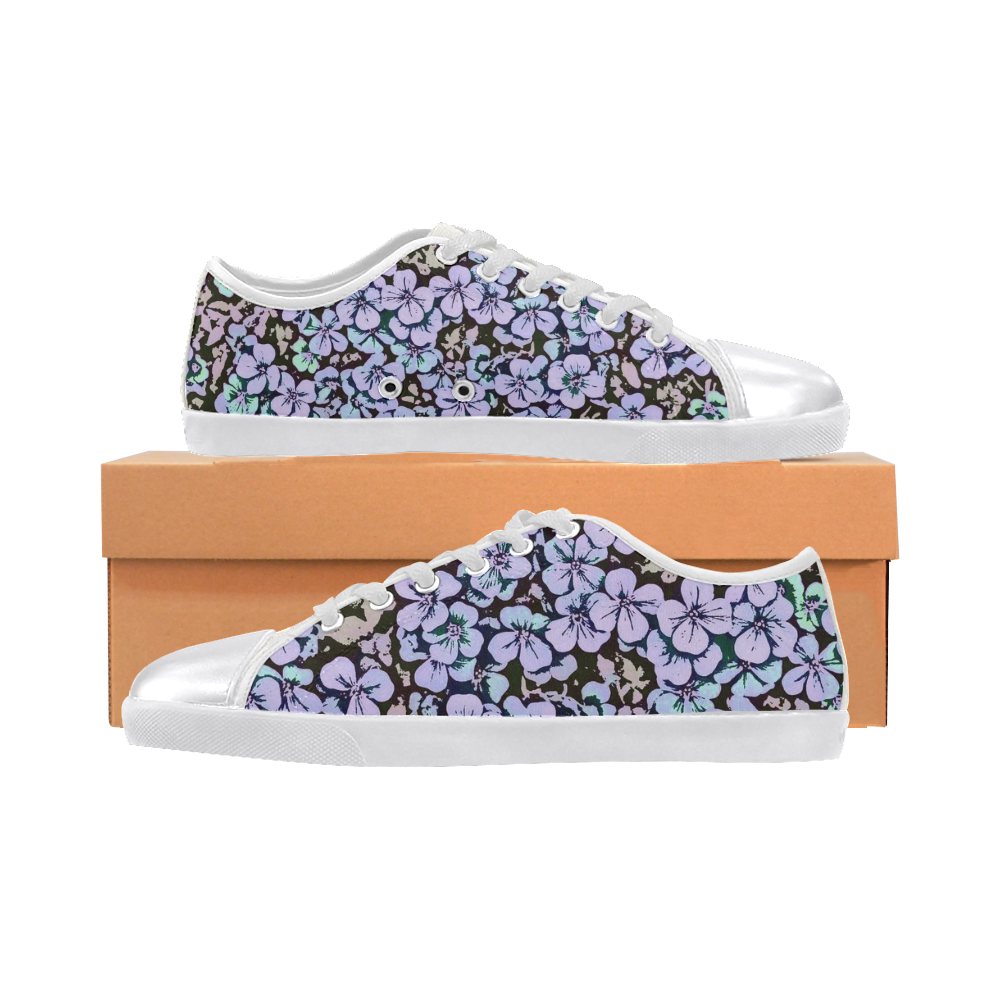 floral comic style 2 B by JamColors Canvas Shoes for Women/Large Size (Model 016)