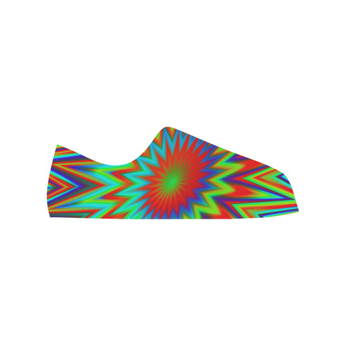 Red Yellow Blue Green Retro Colorful Explosion Low Top Canvas Shoes for Kid (Model 018)