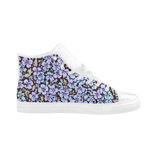floral comic style 2 B by JamColors Aquila High Top Microfiber Leather Women's Shoes (Model 032)