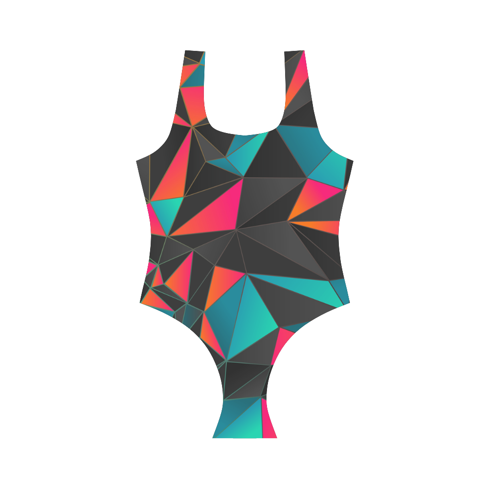 Geometrical Sunset Vest One Piece Swimsuit (Model S04)