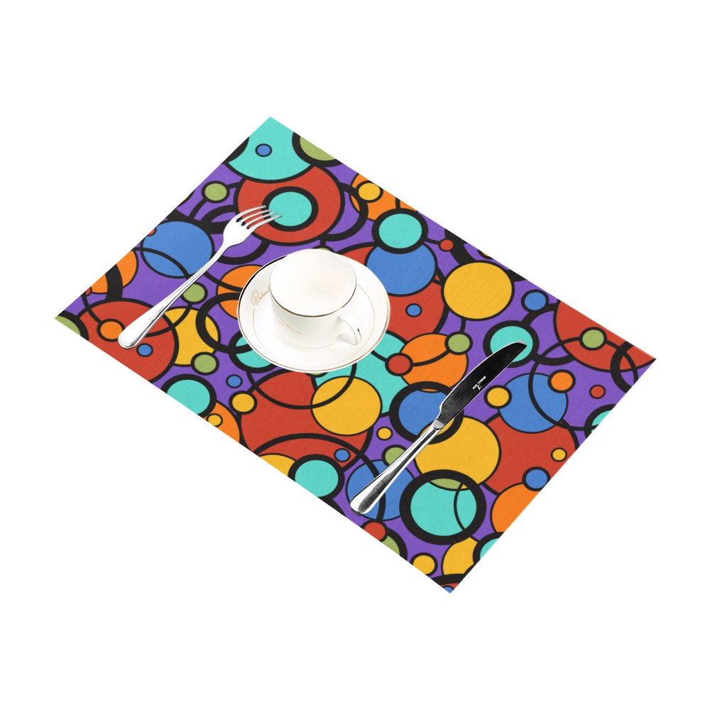 Pop Art Colorful Dot Print Pleacemat Set 6 by Juleez Placemat 12’’ x 18’’ (Set of 6)