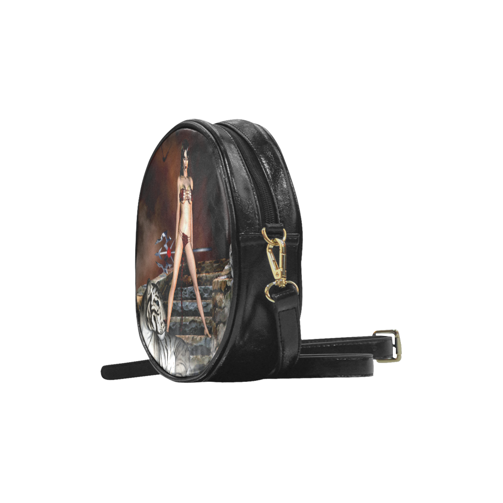 Welcome To My World Fantasy Goth Round Sling Bag (Model 1647)