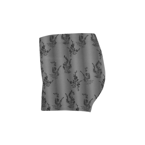 Black Flowers on Gray Briseis Skinny Shorts (Model L04)