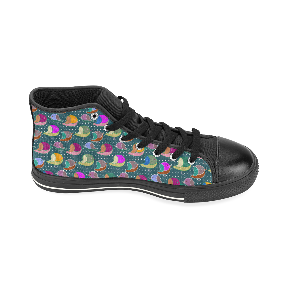 Simply Geometric Cute Birds Pattern Colored High Top Canvas Women's Shoes/Large Size (Model 017)