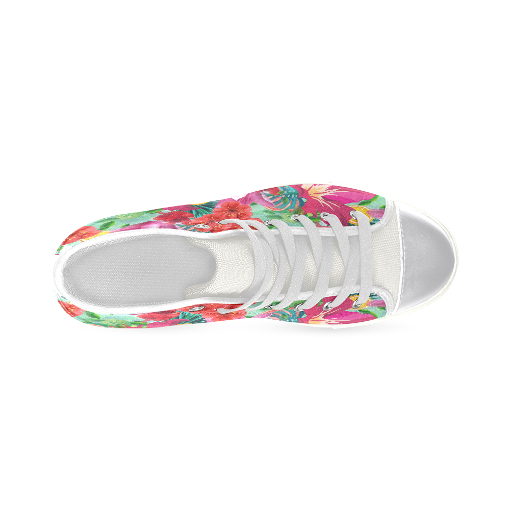 TropicalSummer Flower And Fruit Pattern Women's Classic High Top Canvas Shoes (Model 017)