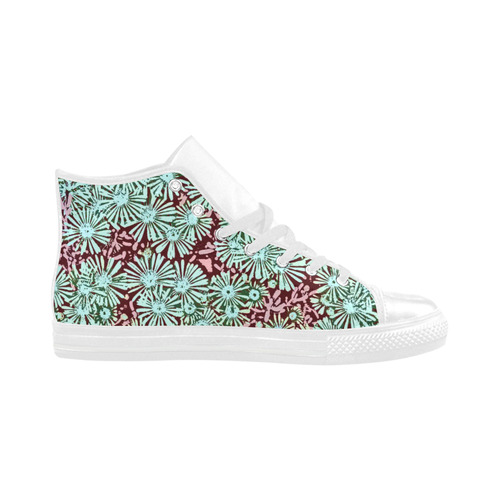 floral comic style C  by JamColors Aquila High Top Microfiber Leather Women's Shoes (Model 032)