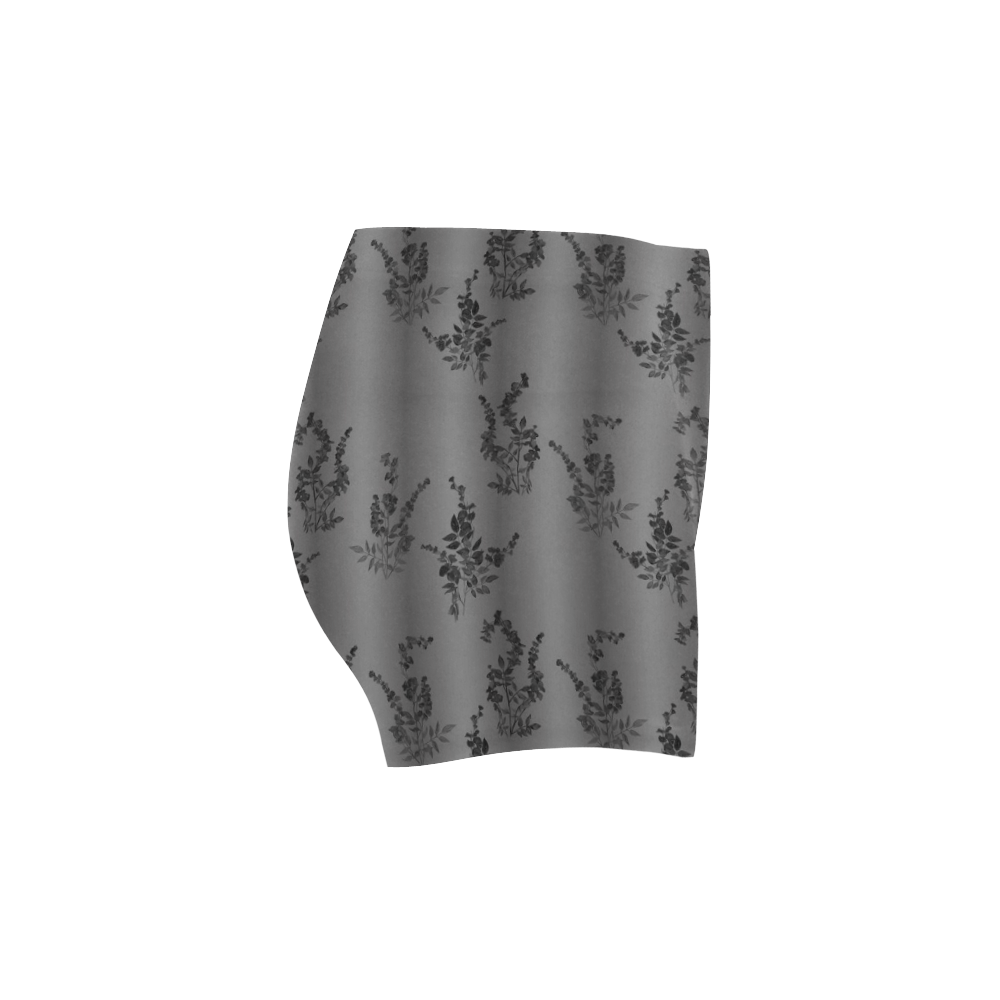 Black Flowers on Gray Briseis Skinny Shorts (Model L04)
