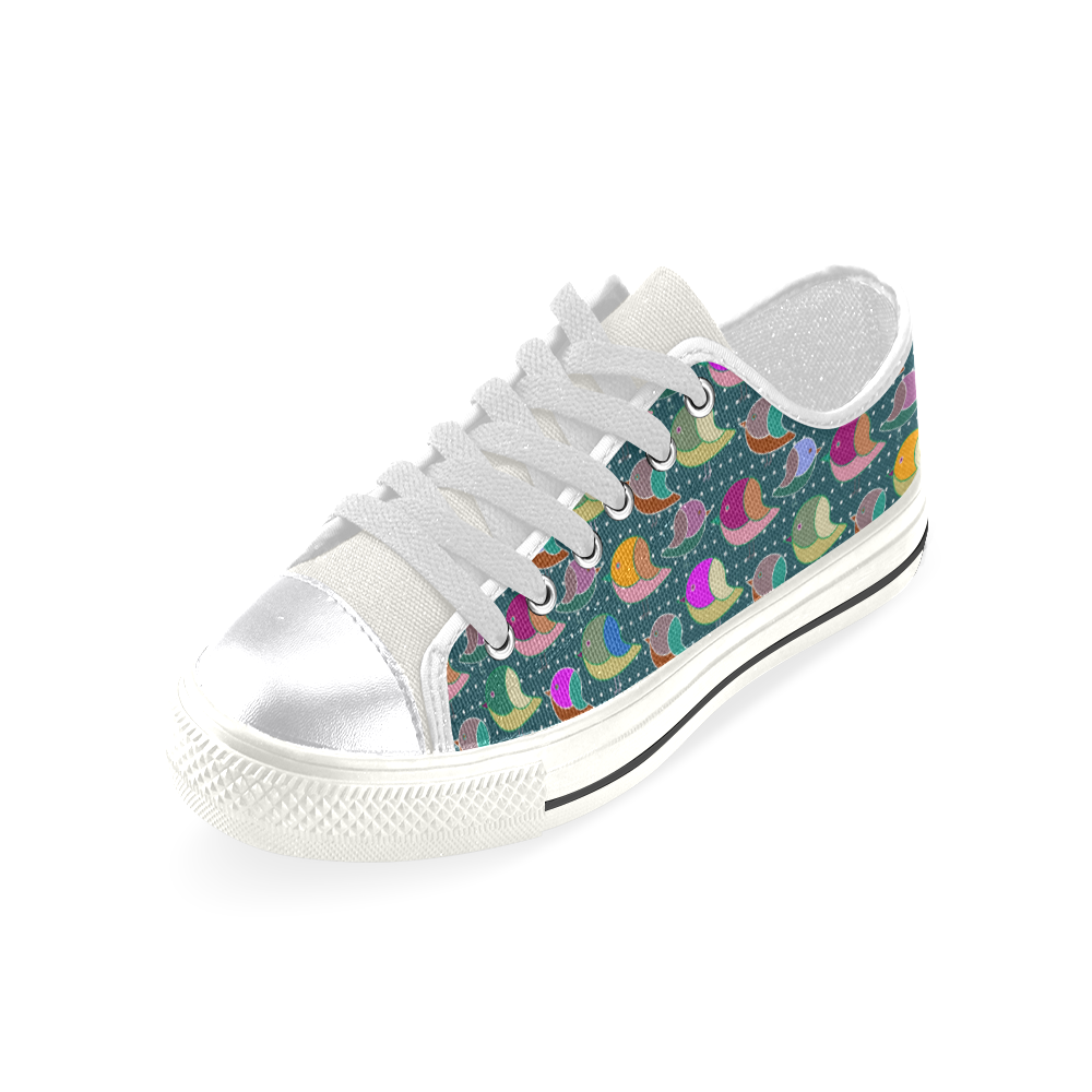 Simply Geometric Cute Birds Pattern Colored Women's Classic Canvas Shoes (Model 018)
