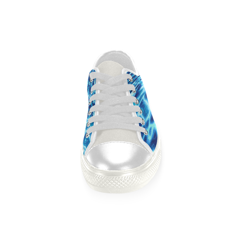 Blue Waves of Water Low Top Canvas Shoes for Kid (Model 018)