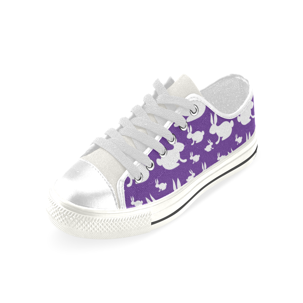 Bunny Rabbits Purple Low Top Canvas Shoes for Kid (Model 018)